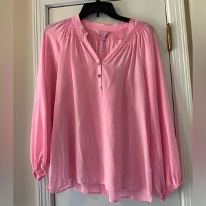 Lilly Pulitzer bright pink long sleeve blouse Size S!